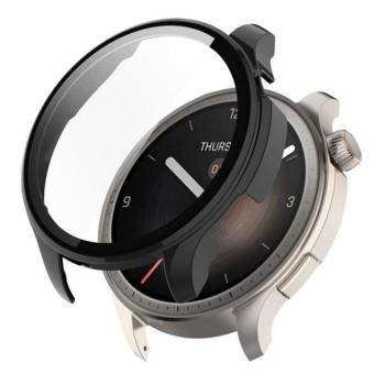 Amazfit Balance, Műanyag védőkeret, kijelzővédő üveggel, közepesen ütésálló, szíj nélkül, fekete kép