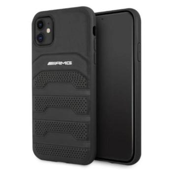 AMG AMHCN61GSEBK iPhone 11 6,1&quot; fekete keménytok bőr dombornyomott vonalakkal kép