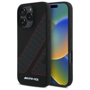 AMG AMHMP16L2SCFR Checkered Flag Pattern MagSafe-kompatibilis keménytok iPhone 16 Pro - fekete kép