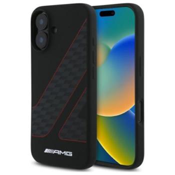 AMG AMHMP16S2SCFR Checkered Flag Pattern MagSafe-kompatibilis keménytok iPhone 16 - fekete kép
