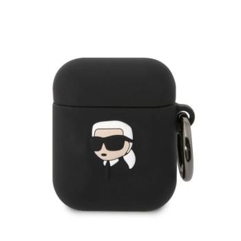 Apple Airpods 1/2 KARL LAGERFELD KLA2RUNIKK Liquid Silicon Tartó - Fekete kép
