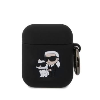 Apple Airpods 1/2 KARL LAGERFELD KLA2RUNKC Liquid Silicon Tartó - Fekete kép