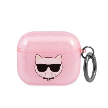 Apple Airpods 3 KARL LAGERFELD KLA3UCHGP Glitter TPU Tartó - Rózsaszín kép