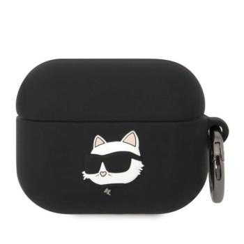 Apple Airpods Pro 2 KARL LAGERFELD KLAP2RUNCHK Liquid Silicon Tartó - Fekete kép
