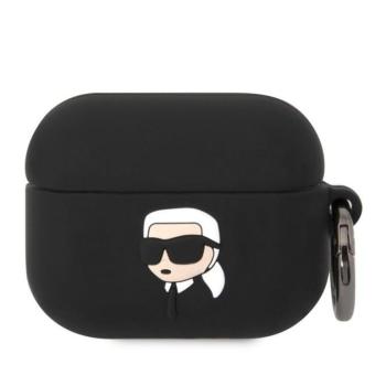 Apple Airpods Pro 2 KARL LAGERFELD KLAP2RUNIKK Liquid Silicon Tartó - Fekete kép