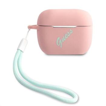 Apple Airpods Pro GUESS GUACAPLSVSPG Liquid Silicon Tartó - Rózsaszín kép