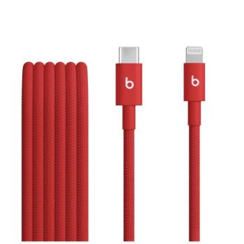 Apple Beats USB-C-Lightning gyári szőtt töltő- és adatkábel, 1.5m, piros, (MDGD4ZM/A) kép