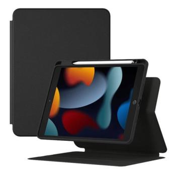 Apple iPad 10.2 (2019 / 2020 / 2021), mappa tok, Smart Case, mágneses rögzítés, Apple Pencil tartóval, Baseus Minimalist, fekete kép