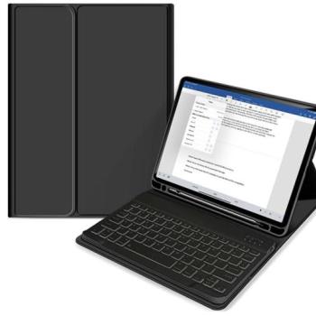 Apple iPad 10.2 (2019/2020/2021) tablet tok (Smart Case) on/off funkcióval, Apple Pencil tartóval, billentyűzettel - Tech-Protect - black (ECO csomagolás) kép