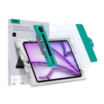 Apple iPad Air 13 (2024 / 2025), Kijelzővédő fólia, ütésálló fólia, Tempered Glass (edzett üveg), ESR Glass, Clear, 2 db / csomag kép