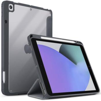 Apple iPad Pro 11 (2020 / 2021 / 2022), mappa tok, közepesen ütésálló, Apple Pencil tartóval, Antibakteriális védelemmel, Origami Smart Case, Uniq Moven, átlátszó/szürke kép