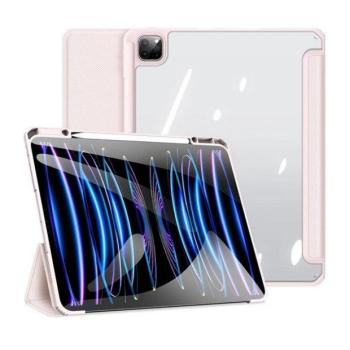 Apple iPad Pro 13 (2024 / 2025), mappa tok, Smart Case, légpárnás sarok, közepesen ütésálló, érintőceruza tartó, átlátszó hátlap, Dux Ducis Toby, rózsaszín kép
