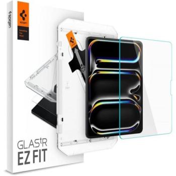 Apple iPad Pro 13 (2024), Kijelzővédő fólia, ütésálló fólia, Tempered Glass (edzett üveg), Spigen Ez Fit, Clear kép