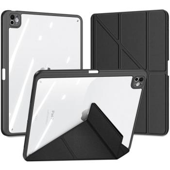 Apple iPad Pro 13 (2024), mappa tok, Apple Pencil tartóval, levehető előlap, Origami Smart Case, Dux Ducis Magi, átlátszó/fekete kép