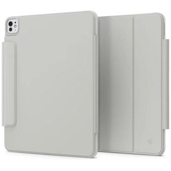 Apple iPad Pro 13 (2024), mappa tok, közepesen ütésálló, levehető előlap, mágneses rögzítés, csatos záródás, Smart Case, Spigen AirSkin Pro OneTap, szürke kép