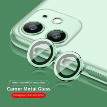 Apple iPhone 11 Lito S+ 3D Fém Kamera Védő Üvegfólia - Zöld kép