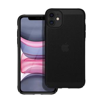 Apple iPhone 11, Műanyag hátlap védőtok, légáteresztő, lyukacsos minta, Breezy, fekete kép
