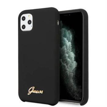 Apple iPhone 11 Pro Max GUESS GUHCN65LSLMGB Liquid Silicon Hátlap - Fekete kép