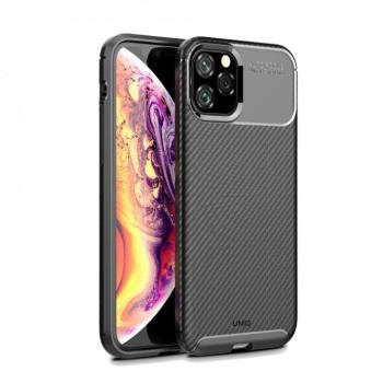 Apple iPhone 11 Pro, Szilikon tok, közepesen ütésálló, légpárnás sarok, karbon minta, Uniq Hexa, fekete kép