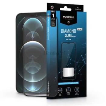 Apple iPhone 12/12 Pro edzett üveg képernyővédő fólia - MyScreen Protector Diamond Glass Lite Edge2.5D Full Glue - fekete kép