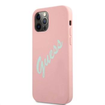 Apple iPhone 12/12 Pro GUESS GUHCP12MLSVSPG Liquid Silicon Hátlap - Rózsaszín kép