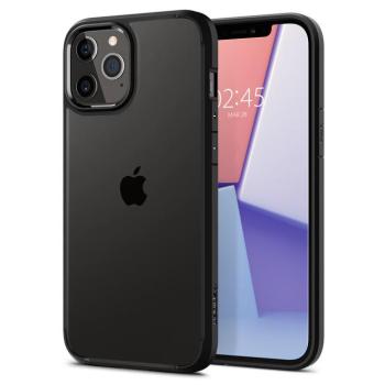 Apple iPhone 12 / 12 Pro, Műanyag hátlap védőtok + szilikon keret, Spigen Ultra Hybrid, átlátszó/fekete kép