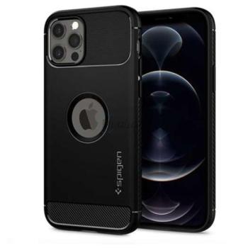 Apple iPhone 12/12 Pro ütésálló hátlap - Spigen Rugged Armor - fekete kép