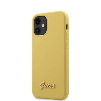 Apple iPhone 12 Mini GUESS GUHCP12SLSLMGYE Liquid Silicon Hátlap - Sárga kép