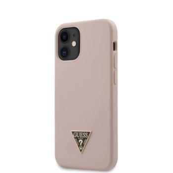 Apple iPhone 12 Mini GUESS GUHCP12SLSTMLP Liquid Silicon Hátlap - Púder Rózsaszín kép