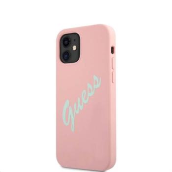 Apple iPhone 12 Mini GUESS GUHCP12SLSVSPG Liquid Silicon Hátlap - Rózsaszín kép