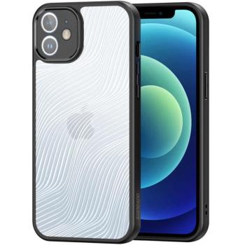 Apple iPhone 12, Műanyag hátlap védőtok + szilikon keret, hullám minta, Dux Ducis Aimo, áttetsző/fekete kép