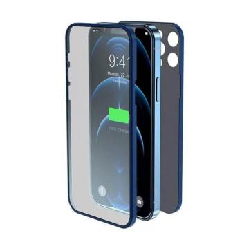Apple iPhone 12 Pro Lito 360&#039;&#039; Full Protect 2in1 Hátlap + Előlapi Üvegfólia - Kék kép