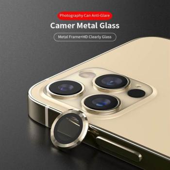 Apple iPhone 12 Pro Lito S+ 3D Fém Kamera Védő Üvegfólia - Arany kép