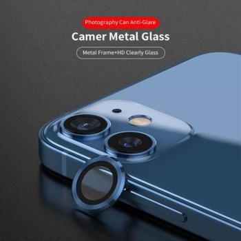 Apple iPhone 12 Pro Lito S+ 3D Fém Kamera Védő Üvegfólia - Kék kép