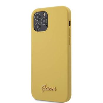 Apple iPhone 12 Pro Max GUESS GUHCP12LLSLMGYE Liquid Silicon Hátlap - Sárga kép