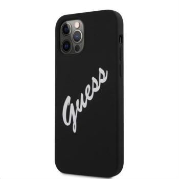 Apple iPhone 12 Pro Max GUESS GUHCP12LLSVSBW Liquid Silicon Hátlap - Fekete kép