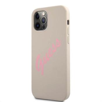 Apple iPhone 12 Pro Max GUESS GUHCP12MLSVSGP Liquid Silicon Hátlap - Világosszürke kép