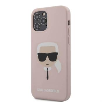 Apple iPhone 12 Pro Max KARL LAGERFELD KLHCP12LSLKHLP Liquid Silicon Hátlap - Púder Rózsaszín kép
