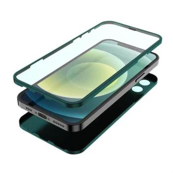 Apple iPhone 12 Pro Max Lito 360&#039;&#039; Full Protect 2in1 Hátlap + Előlapi Üvegfólia - Sötétzöld kép