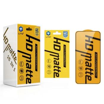 Apple iPhone 12 Pro Max Lito HD Plus Matt 2.5D Full Üvegfólia - Fekete kép