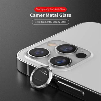 Apple iPhone 12 Pro Max Lito S+ 3D Fém Kamera Védő Üvegfólia - Ezüst kép