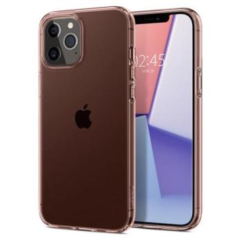 Apple iPhone 12 Pro Max, Szilikon tok, Spigen Crystal Flex, átlátszó/vörösarany kép