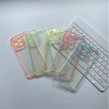 Apple iPhone 12, Szilikon tok, foszforeszkáló, sötétben világító, átlátszó/sárga kép