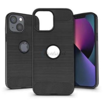Apple iPhone 13 Mini szilikon hátlap - Carbon Logo - fekete kép