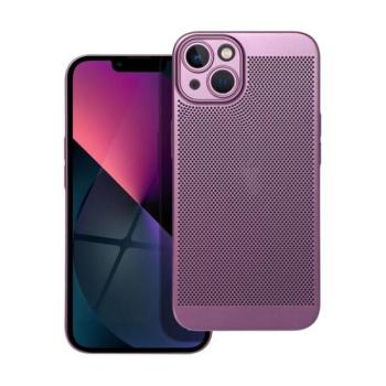 Apple iPhone 13, Műanyag hátlap védőtok, légáteresztő, lyukacsos minta, Breezy, lila kép