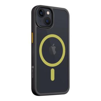 Apple iPhone 13, Műanyag hátlap védőtok + szilikon keret, közepesen ütésálló, Magsafe kompatibilis, Tactical MagForce Hyperstealth 2.0, áttetsző/fekete/sárga kép