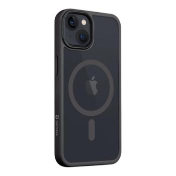 Apple iPhone 13, Műanyag hátlap védőtok + szilikon keret, közepesen ütésálló, Magsafe kompatibilis, Tactical MagForce Hyperstealth, áttetsző/szürke kép