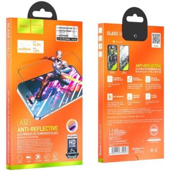 Apple iPhone 13 Pro Max / 14 Plus, Kijelzővédő fólia, ütésálló fólia (az íves részre is!), Tempered Glass (edzett üveg), Full Glue, Hoco A32, fekete kép