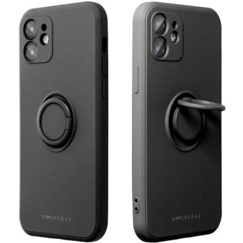 Apple iPhone 13 Pro Max, Szilikon tok, stand, telefontartó gyűrű, Roar Amber, fekete kép