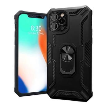 Apple iPhone 13 Pro, Műanyag hátlap védőtok, közepesen ütésálló, telefontartó gyűrű, Defender, Blautel 4-Ok, fekete kép